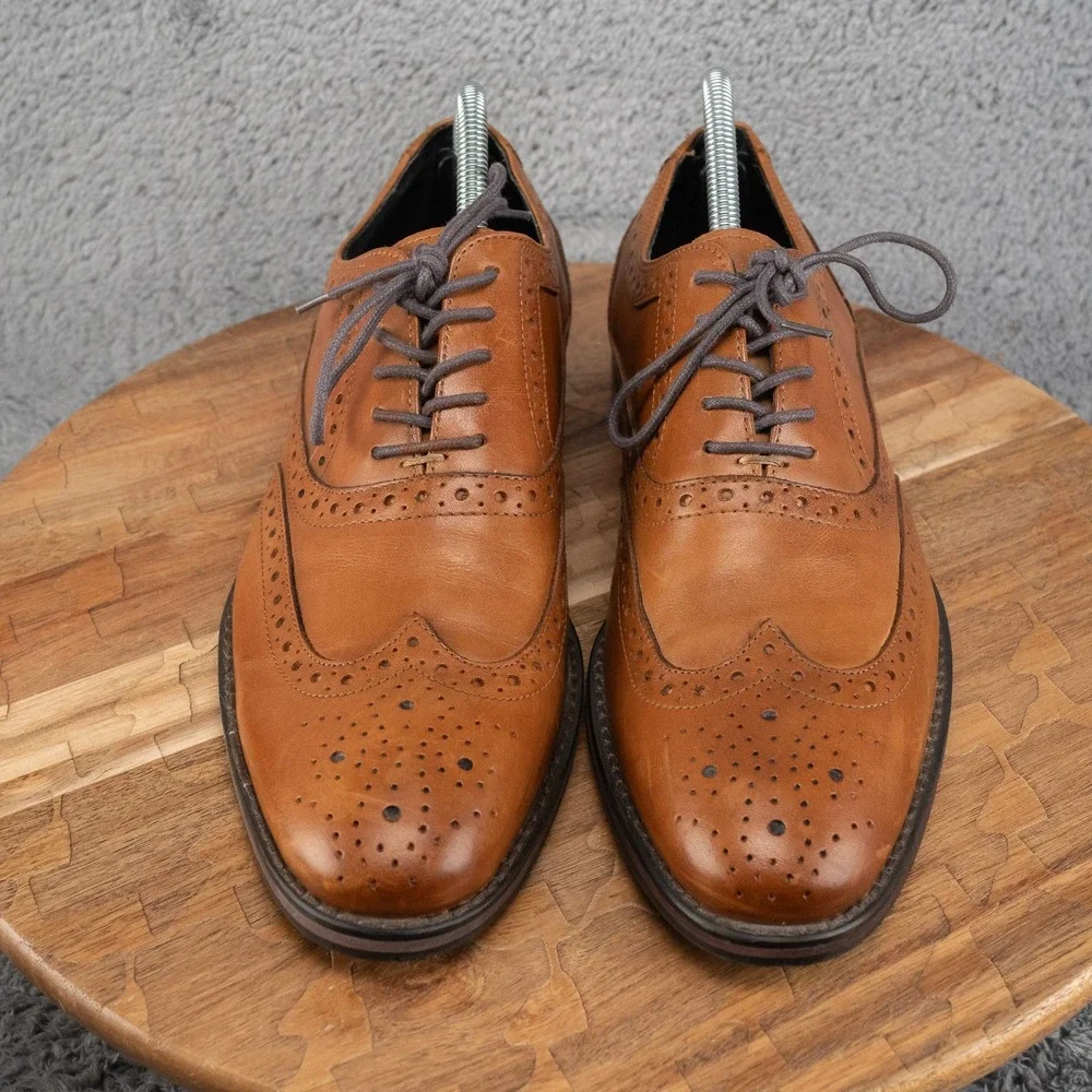 Johnston Murphy Tyndall Flex System Wing Tip Oxford Brown Mens 8 M Shoe‎ 59-1592